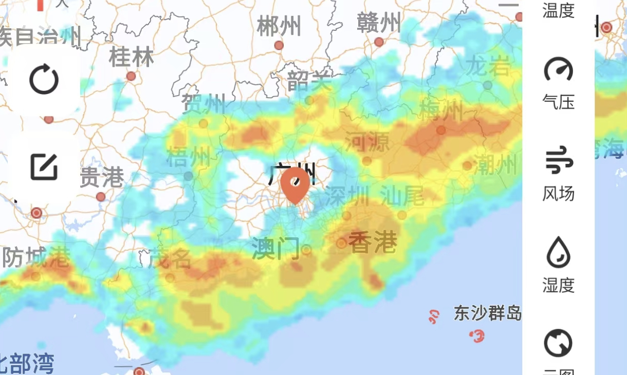 广东珠海暴雨红色预警深圳暴雨 从这个图可以看得出来啊，当年古人为啥最开始在岭南省