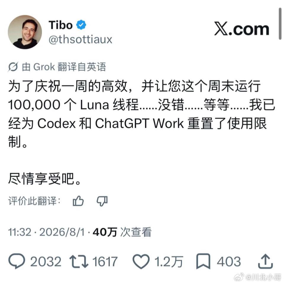 又喜迎codex重置！果然又等来了！