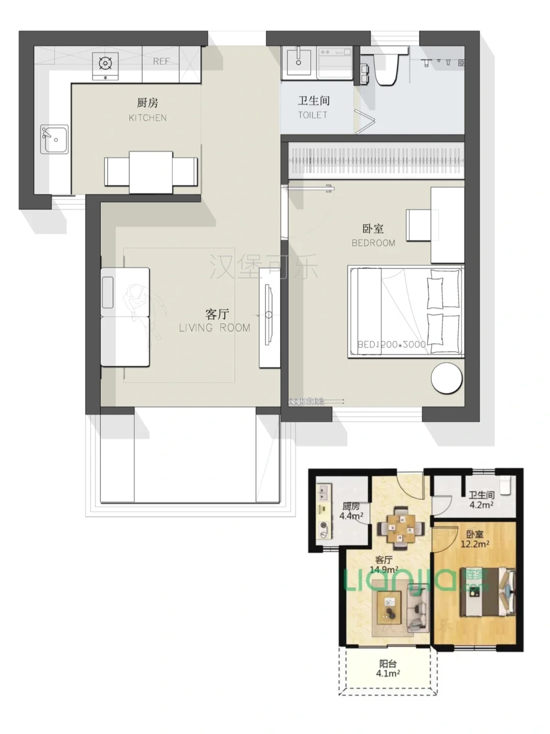 户型设计/45㎡小户型两居室平面方案优化