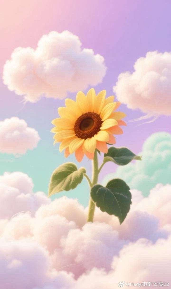 云朵上的向日葵🌻！看着都蛮好看的耶，看着都挺舒服心情好！ 