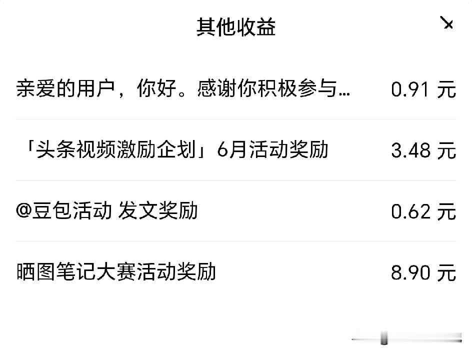 来头条三年了，我一般不敢晒收益，特别是这段时间在头条就是打鱼晒网的模式，和好友们