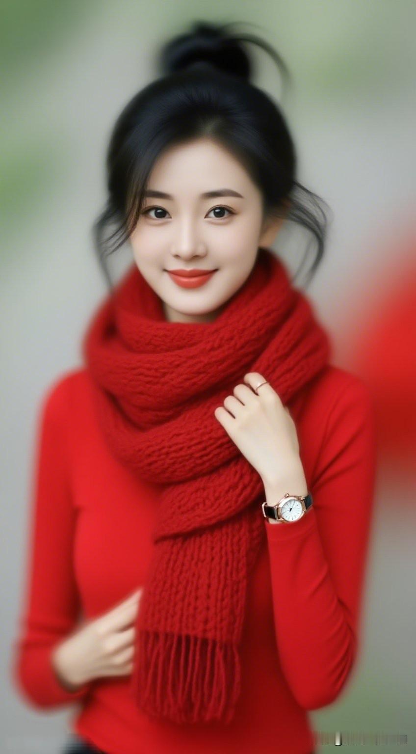 红袖添香，笑语盈盈。你认为漂亮的女人什么时候最迷人 冬日暖阳下的红衣少女，微笑如