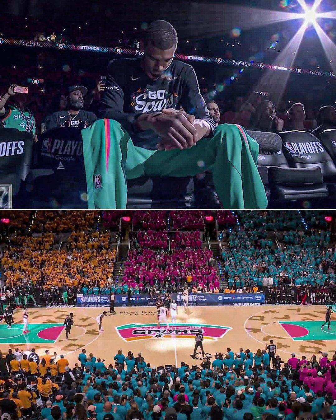 NBA 马刺主场太好看！文班亚马就是个bug，且马刺全民皆兵！而开拓者只有一个阿