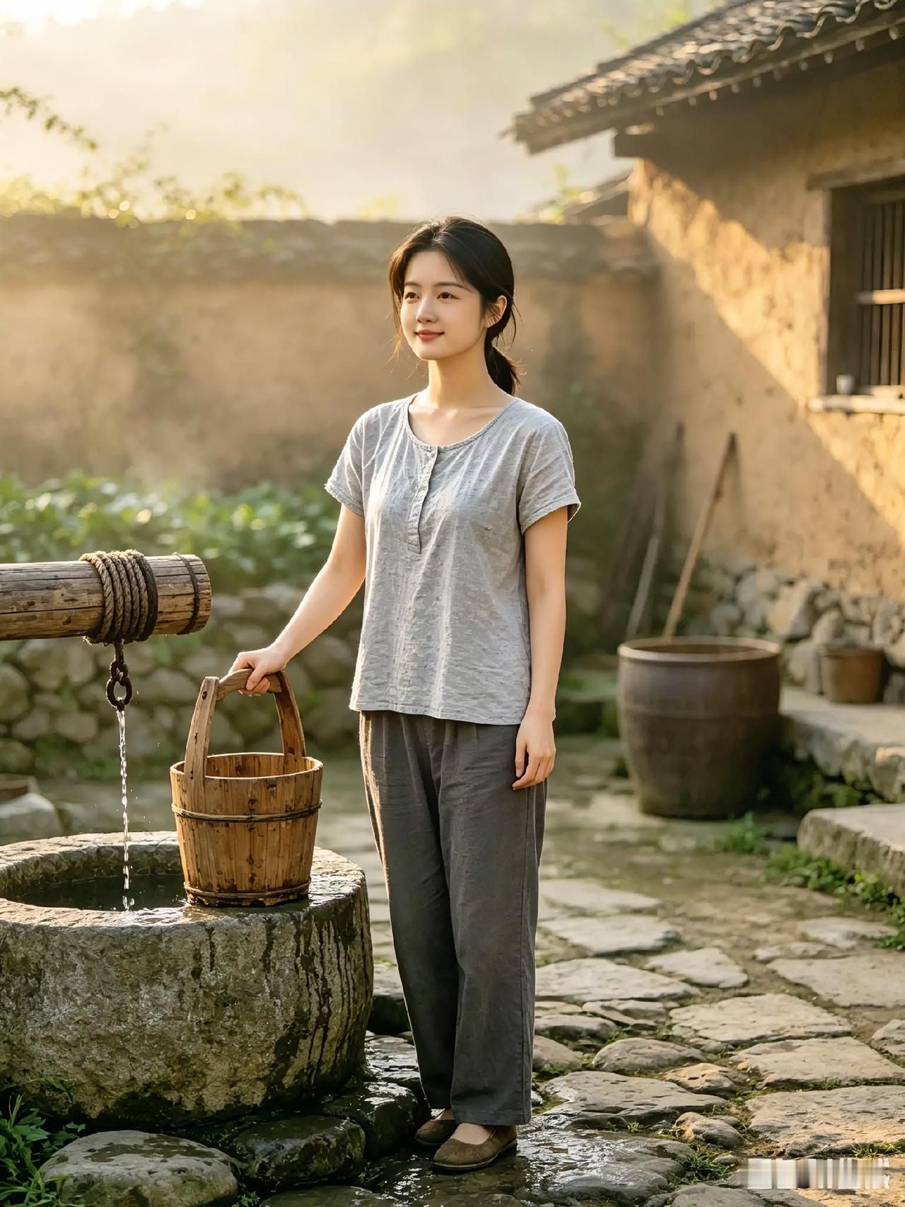 守一份朴素，惜一份安稳
农家小院，井水清清的。
日子平平淡淡，内心安安静静。
守