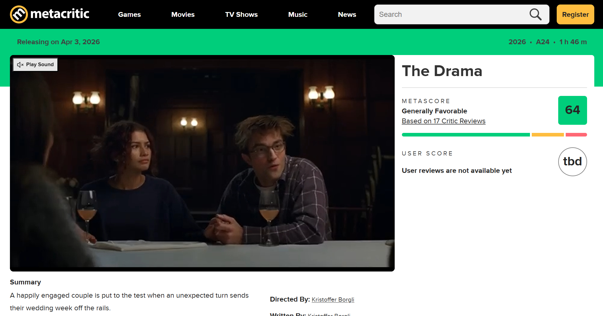 TNABO A24年度瞩目爱情片“The Drama”媒体口碑出炉：整体反馈积极