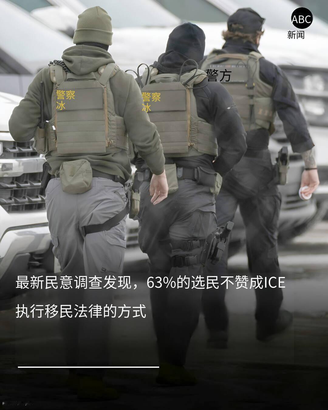 新闻快讯——最新民调显示，民众对移民与海关执法局（ICE）的支持率持续下滑。多数