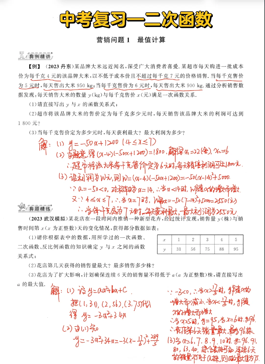 中考复习-二次函数实际应用问题
