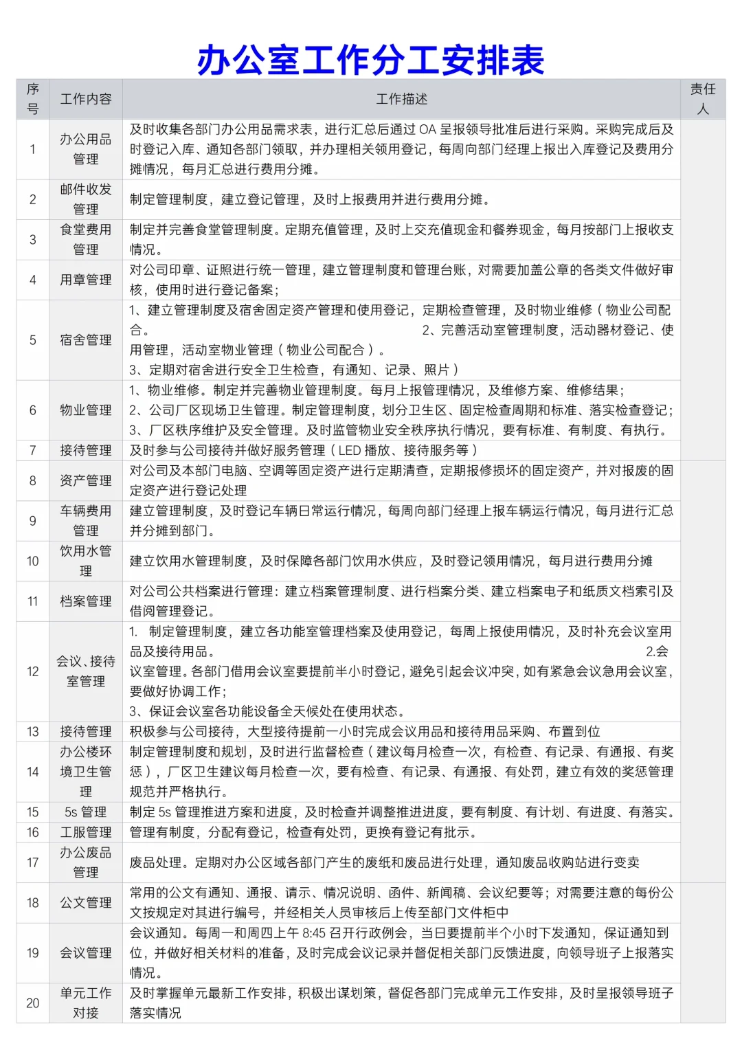 ✅办公室工作安排计划表，绩效考核，工作周报