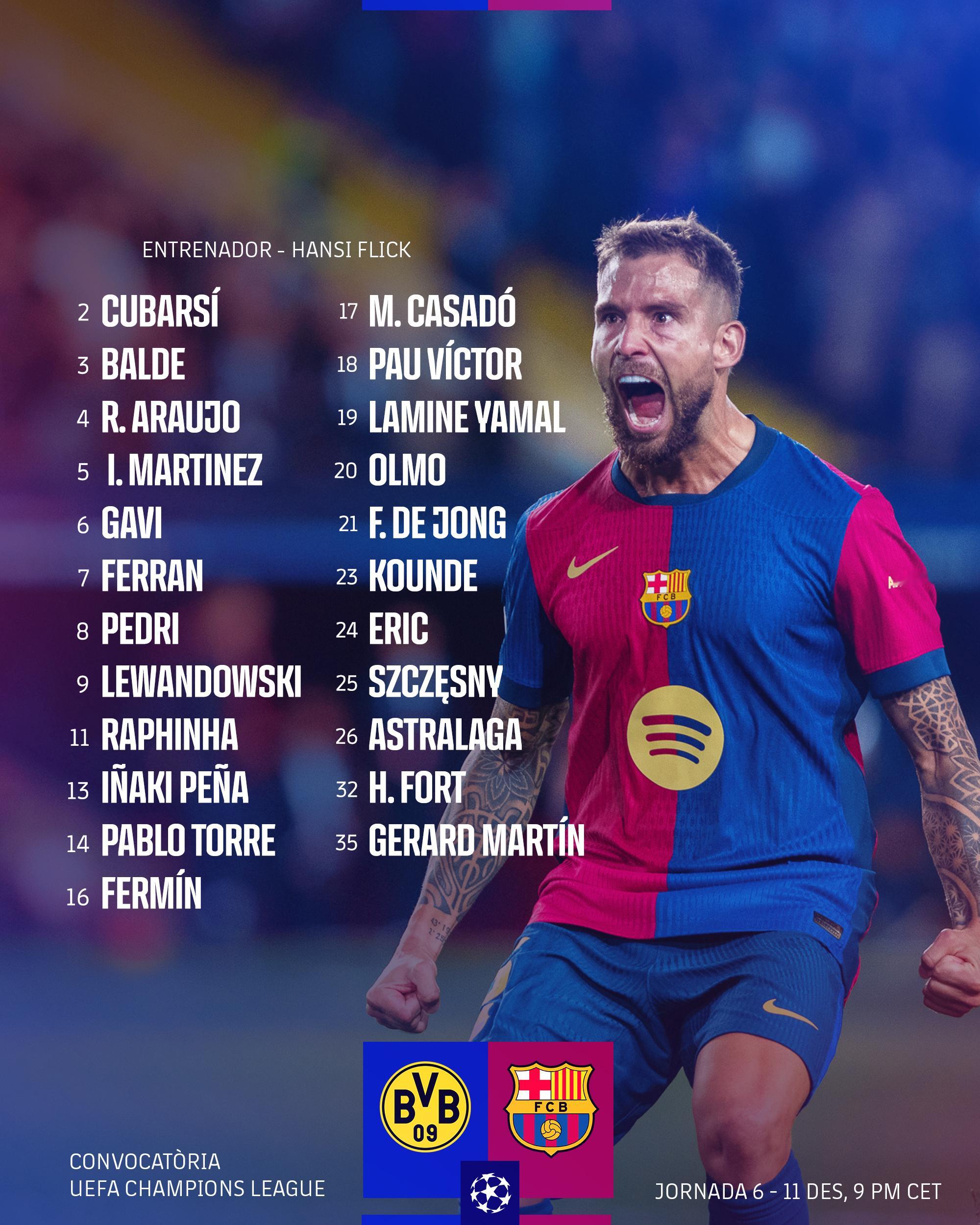 对阵多特蒙德大名单，有新人回归，阿劳霍进入名单。虽然还没完全获得医务人员的许可，