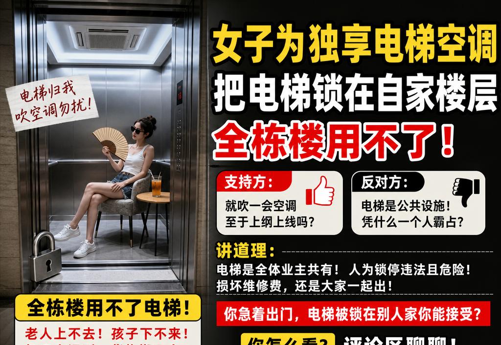 电梯锁死自家楼层，整栋楼瘫痪，这事哪是“吹个空调”那么简单？说白了，就是有人把公