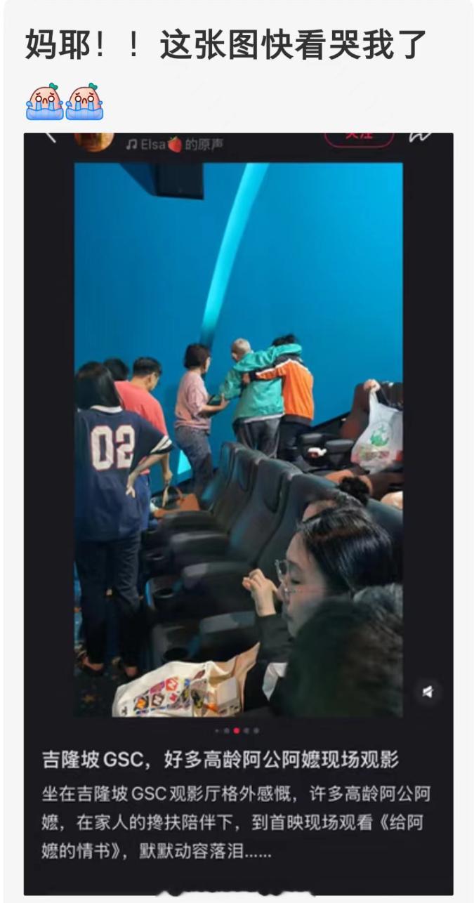 给阿嫲的情书在马来西亚上映的盛景，就这一幕都能让人看哭！给阿嬷的情书