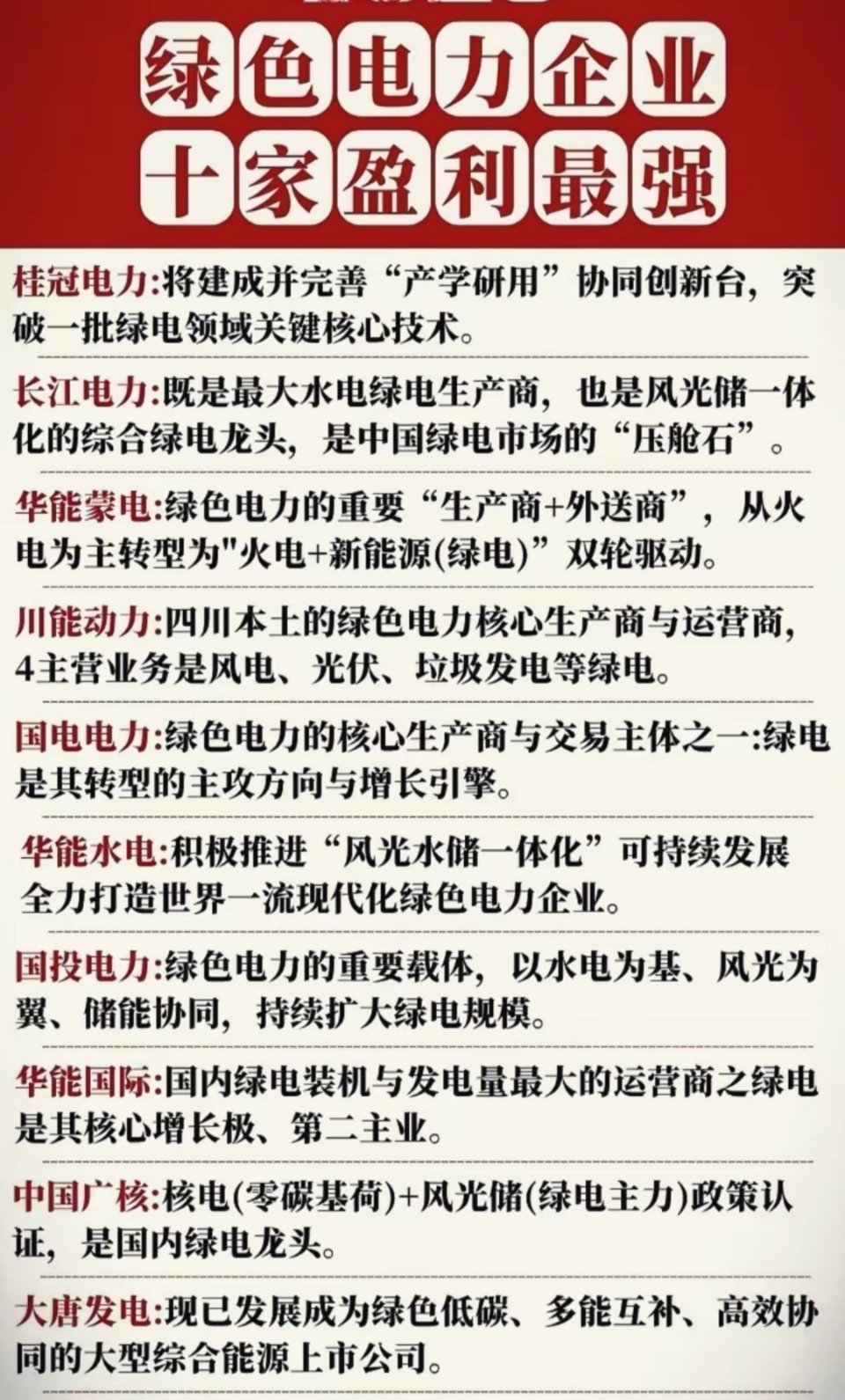 2026绿电赛道王炸名单！10家盈利最强企业曝光        碳中和风口下，绿