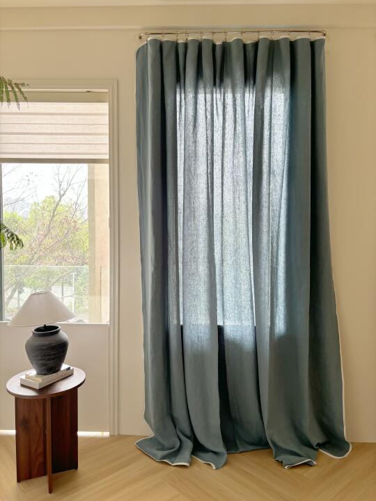 💙100%纯亚麻窗帘 | 深蓝窗帘的质感