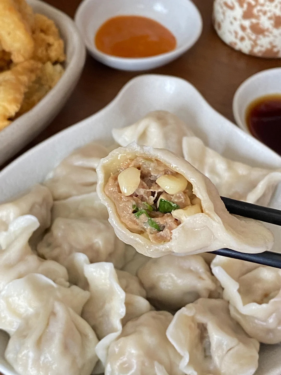 今日早午餐🥢｜水煮玉米饺子&豇豆饺子🥟