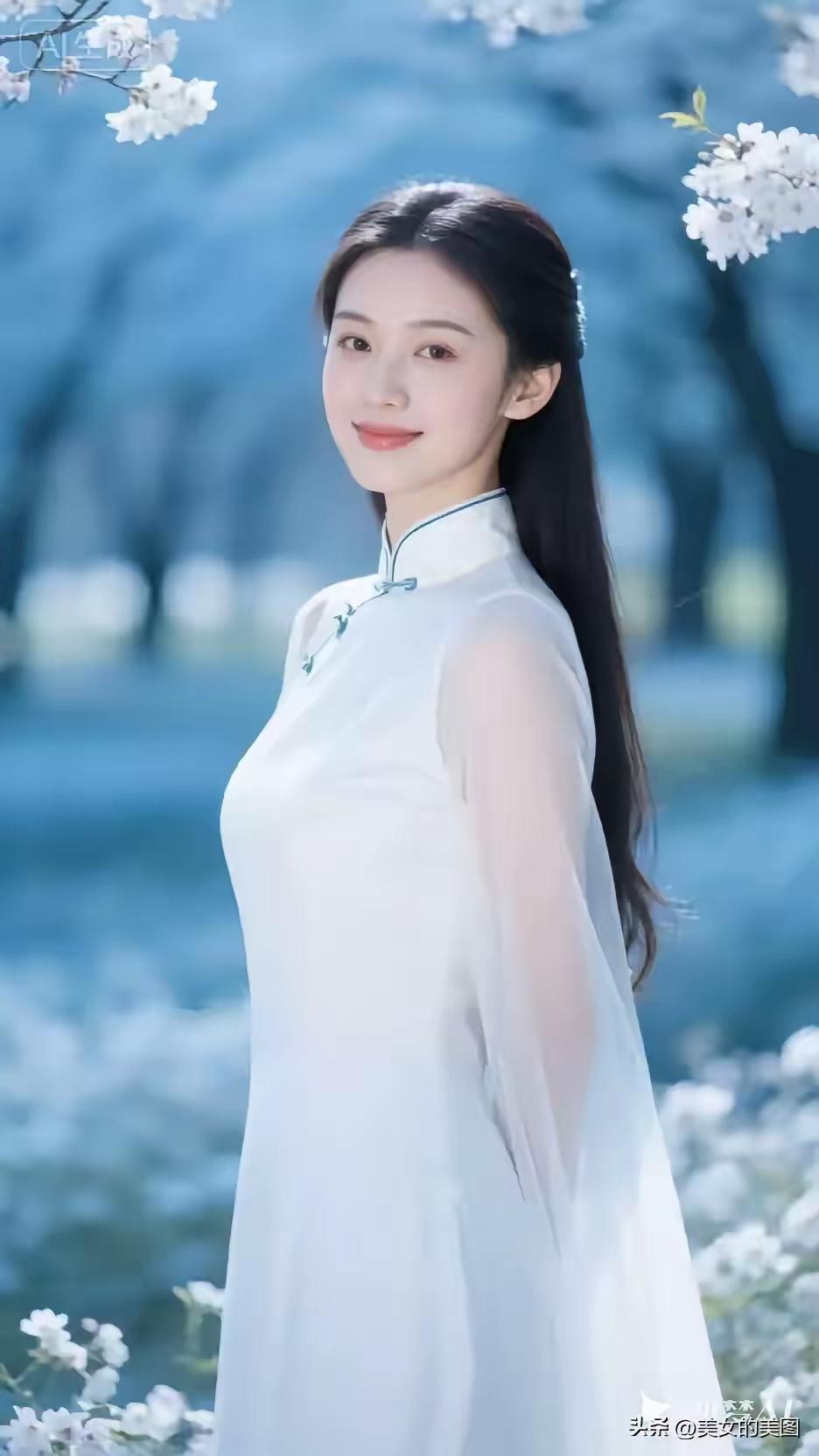 天净沙·白衣仙子
素衣轻拂风前，
长袂缥缈如仙。
广袖流云影浅，
亭亭月下，
清