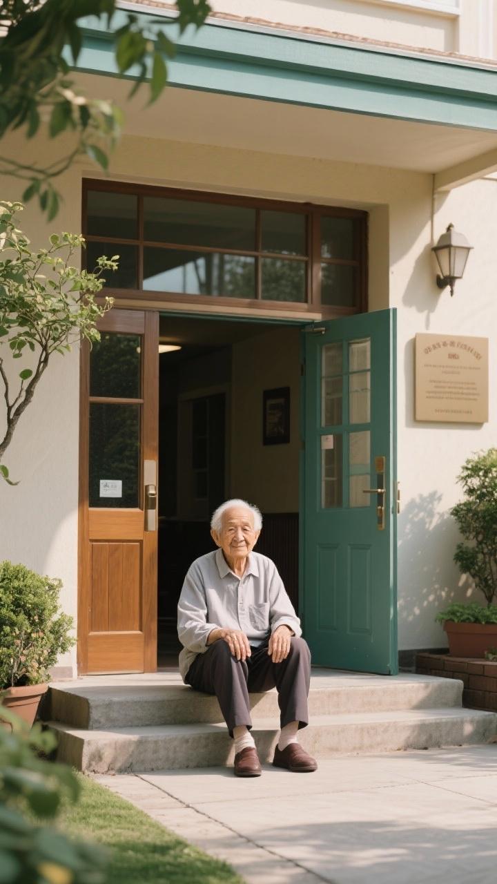 等父母来接的人

“搬个凳子坐在家门口晒太阳，等爸爸妈妈来接我。”  

看到这