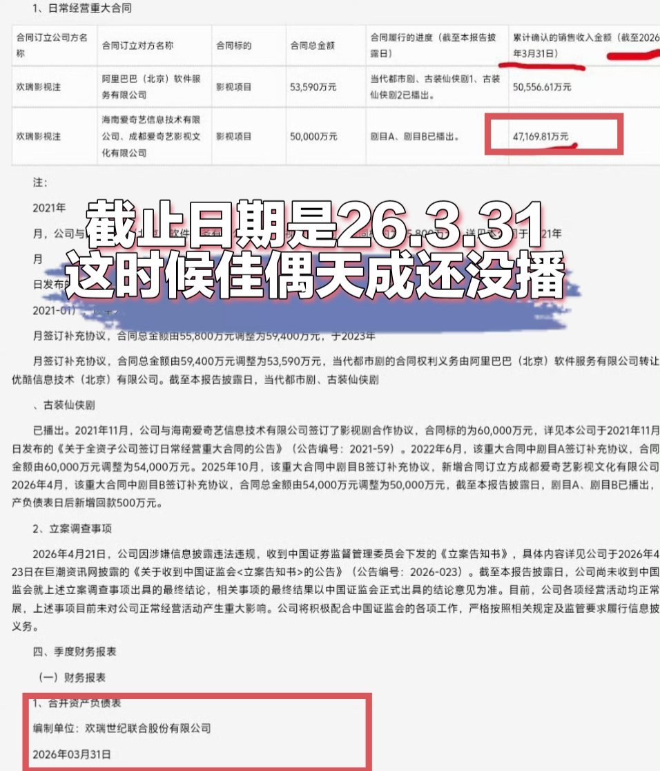 矮子还跑我这里嘴犟财报都看不懂还搁那儿自己有理就问你，26.3.31前你家剧定档