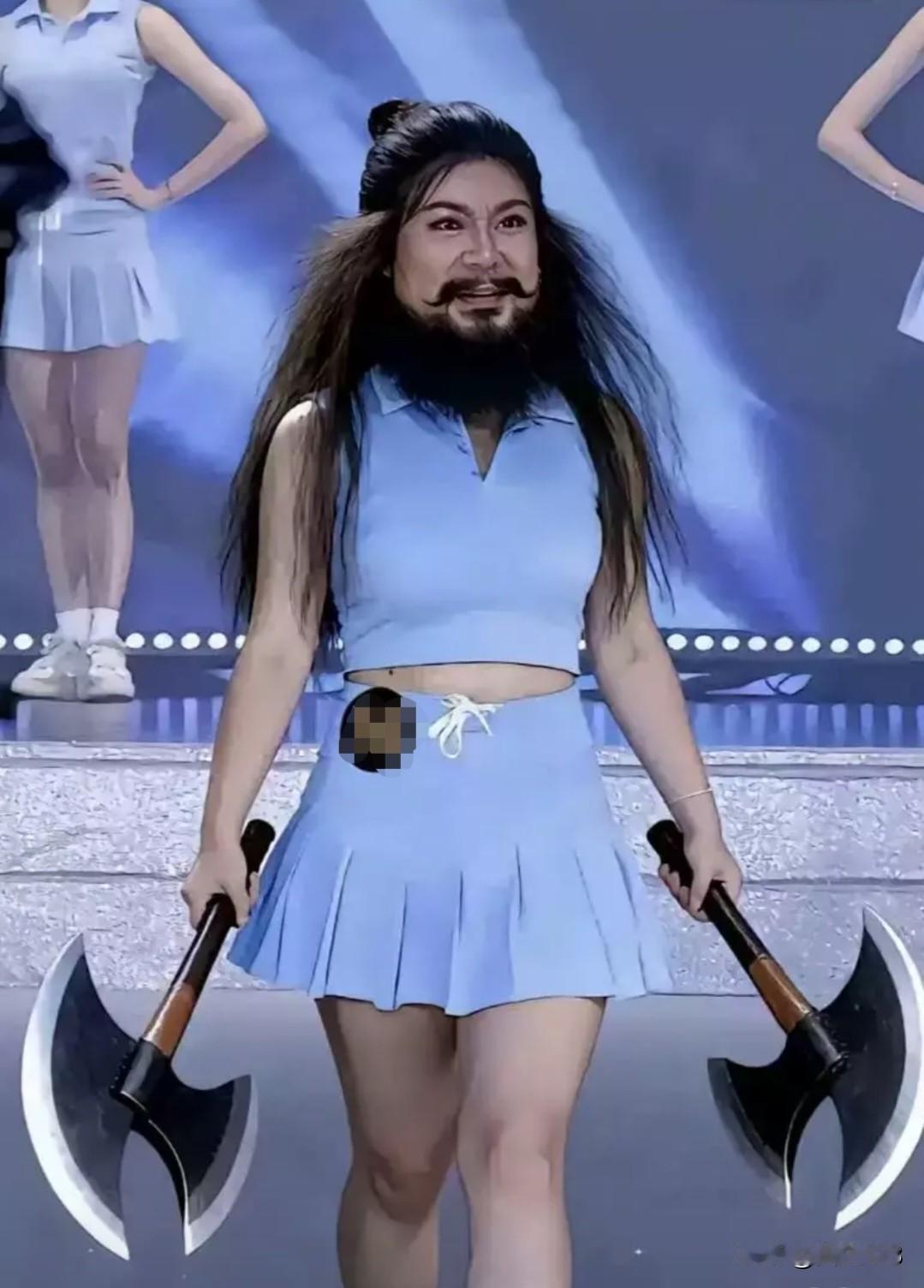 哈哈，网友恶搞，选美冠军秒变李逵！