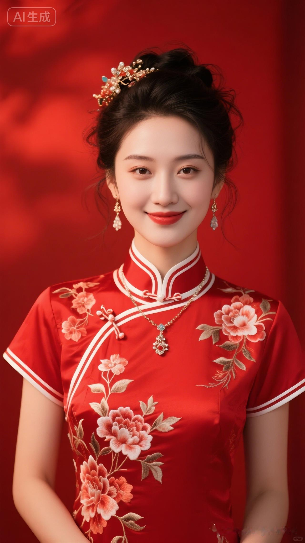 这位小姐姐穿着旗袍，好漂亮！