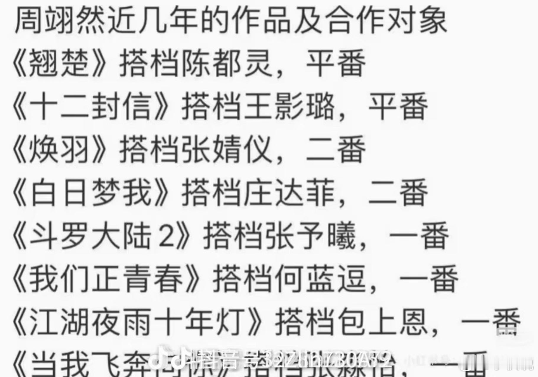 一路走来多轻松只有自己知道 翘楚周翊然陈都灵发文 ​​​