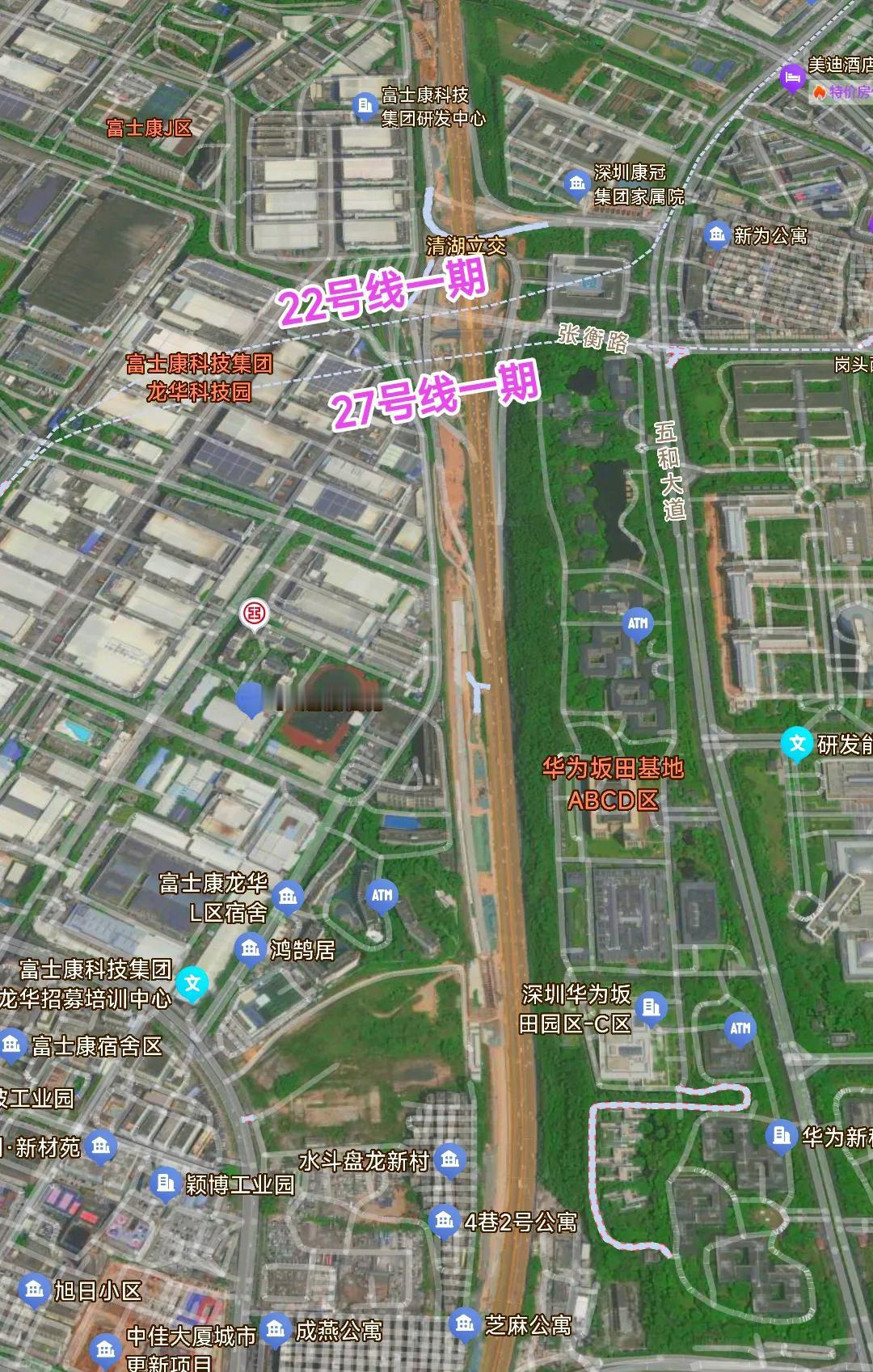 看到正在建设的深圳地铁22号线与27号线都经过富士康厂区，看到这里我的内心还是很