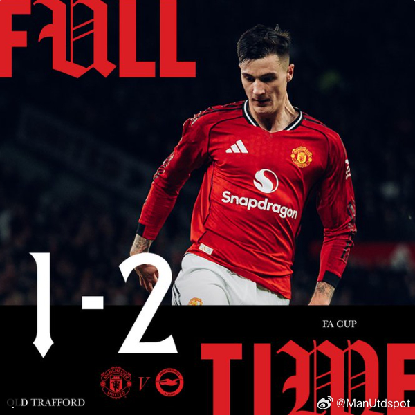 完场，曼联主场1比2负于布莱顿，止步足总杯第三轮。从主帅到球员，都菜的令人发指。