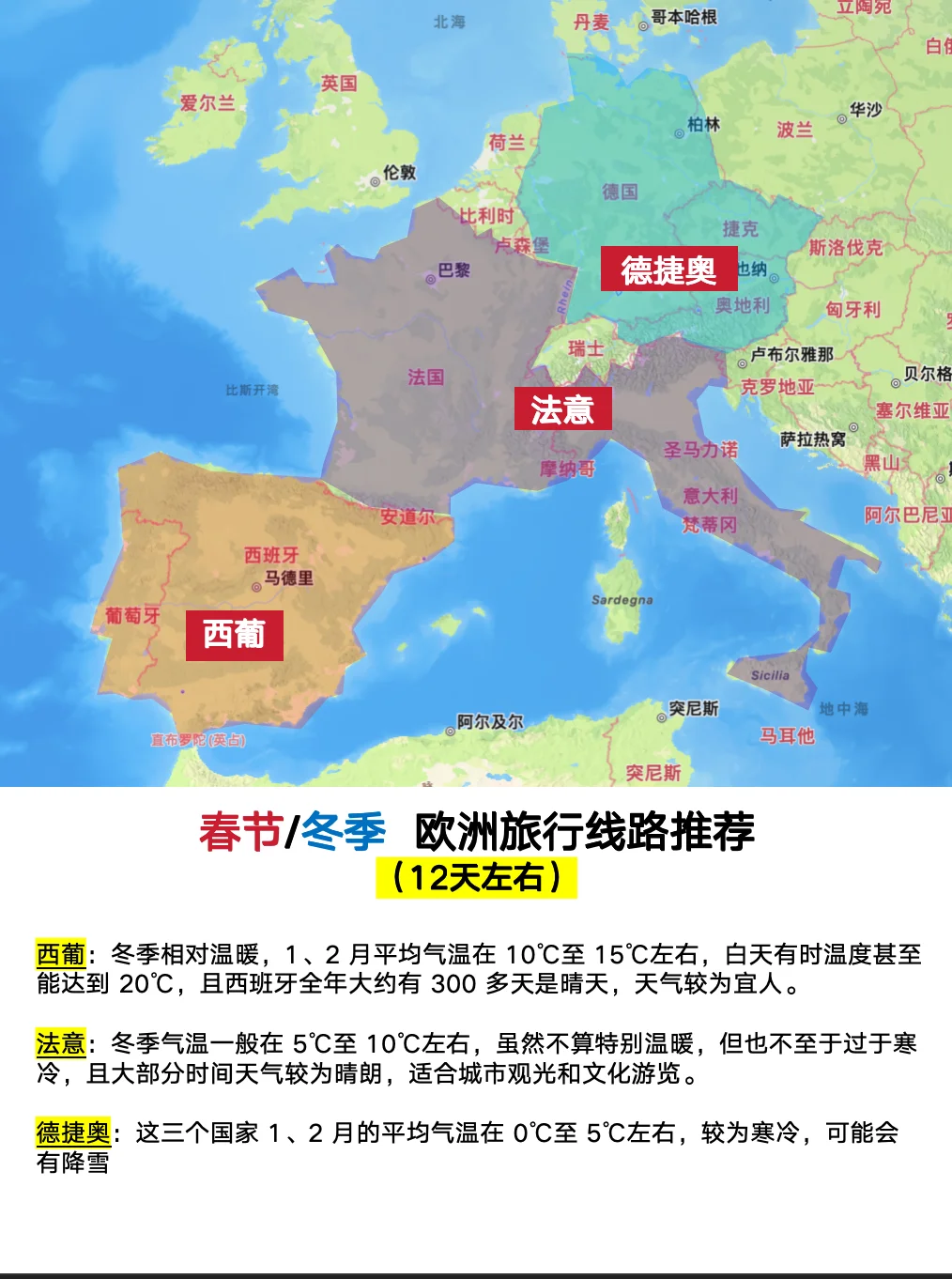 春节去欧洲，12天左右，三种对比方案来了