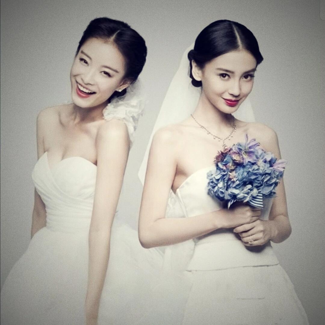 谁懂倪妮和杨颖这种穿着婚纱的照片啊，女孩子一起穿真的太美好了 ​​​
