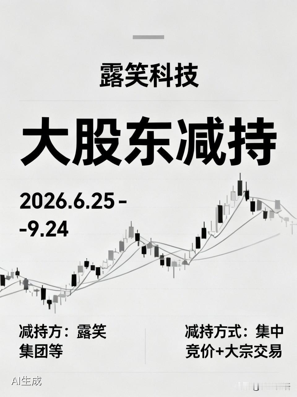 露笑科技 下周大股东实施减持

时间：2026年6月25日—9月24日，即下周四