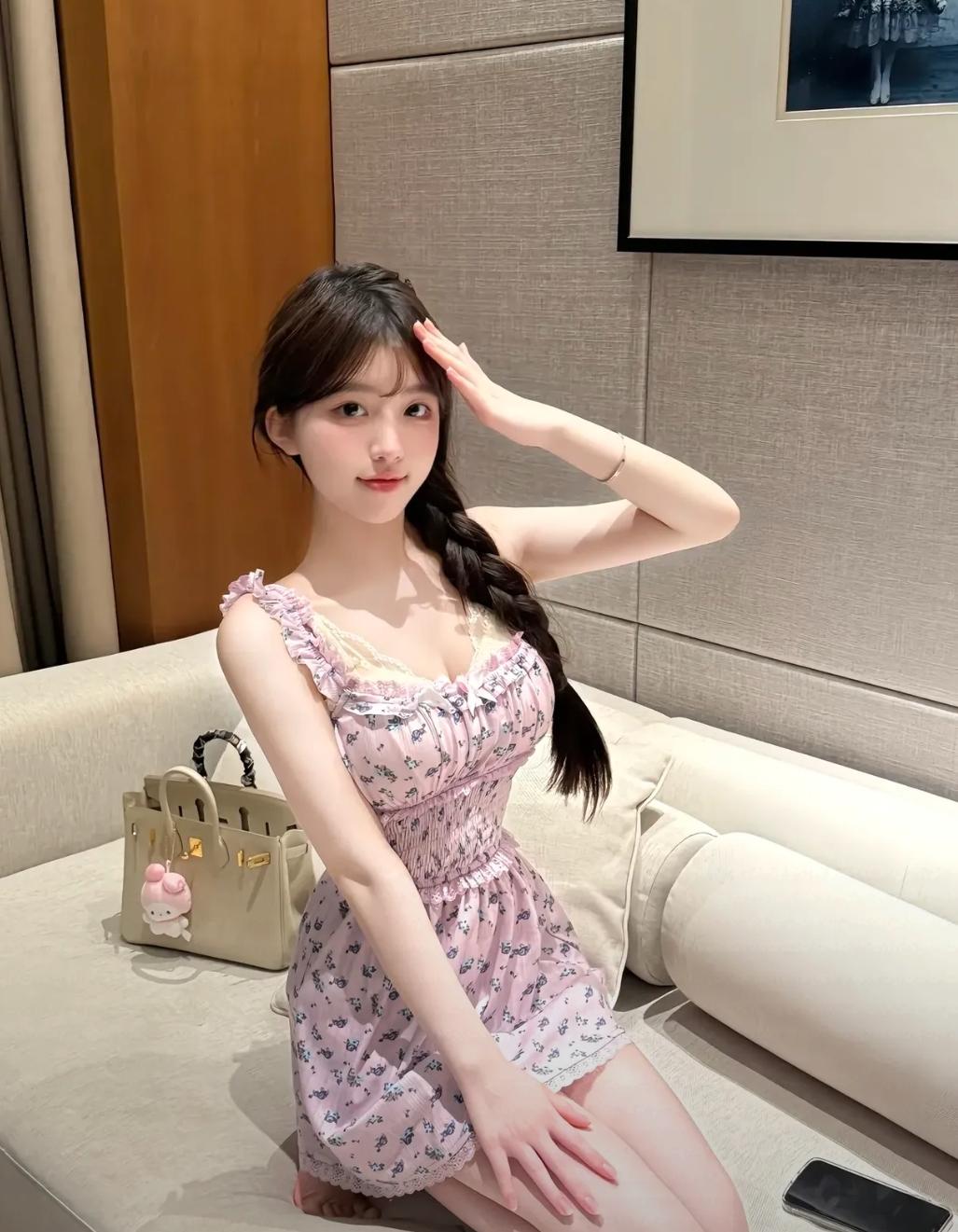 一袭粉色连衣裙，藏着满满的少女心
 
一身温柔的粉色连衣裙，配上可爱的小包包，满