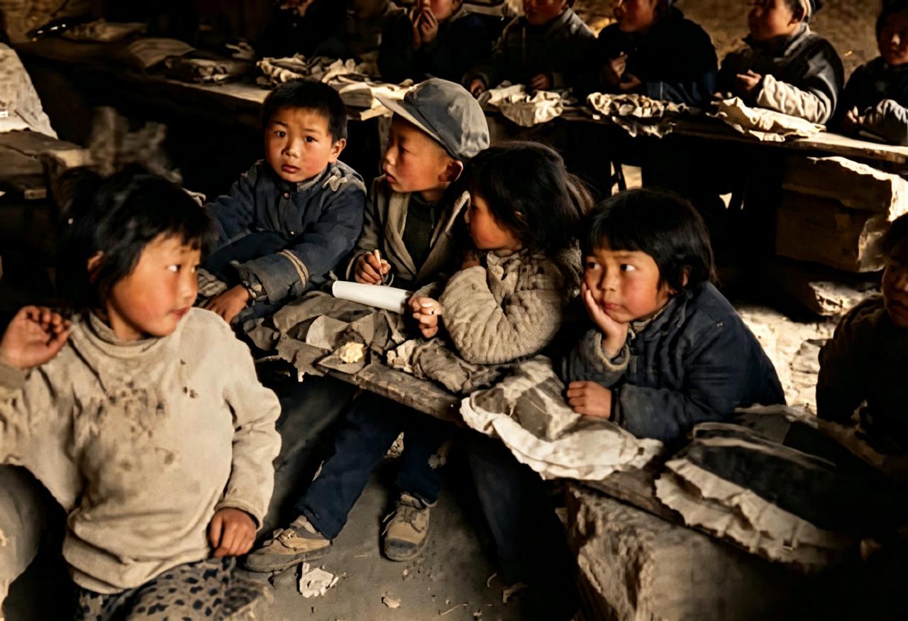 这并非是西北乡村简陋的土教室而是八十年代山东沂水县农村小学的教室。教室里根本没有