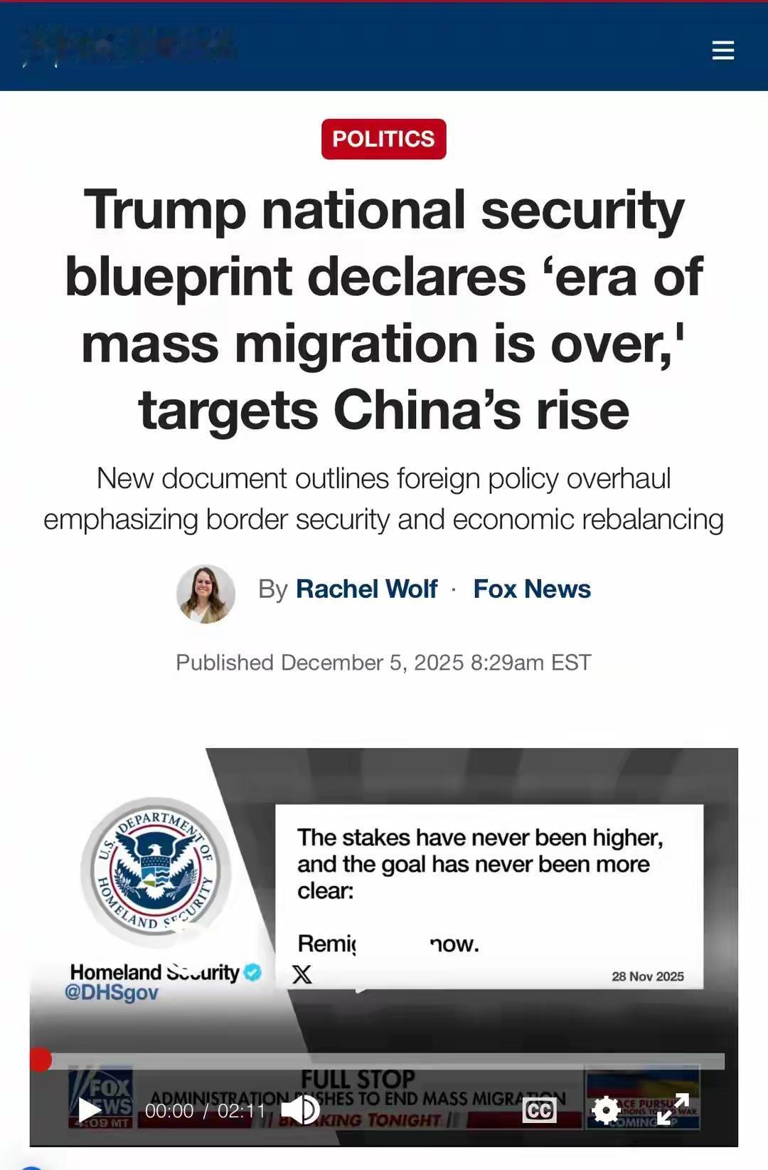 那些抱有幻想的人、放松警惕的人该醒醒了。
美媒：特朗普批准的新版美国国家安全战略