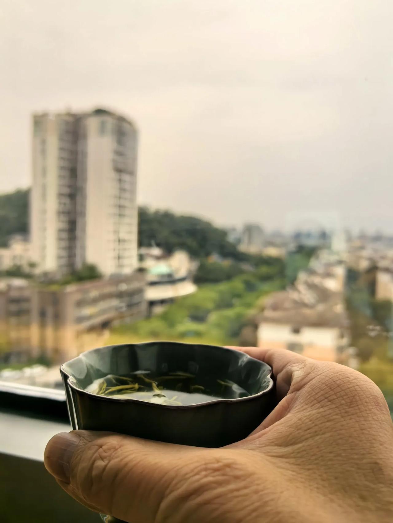 举杯邀请白云山，
共饮一杯碧螺春。
白云山后是灵江，
灵江东流入东海。