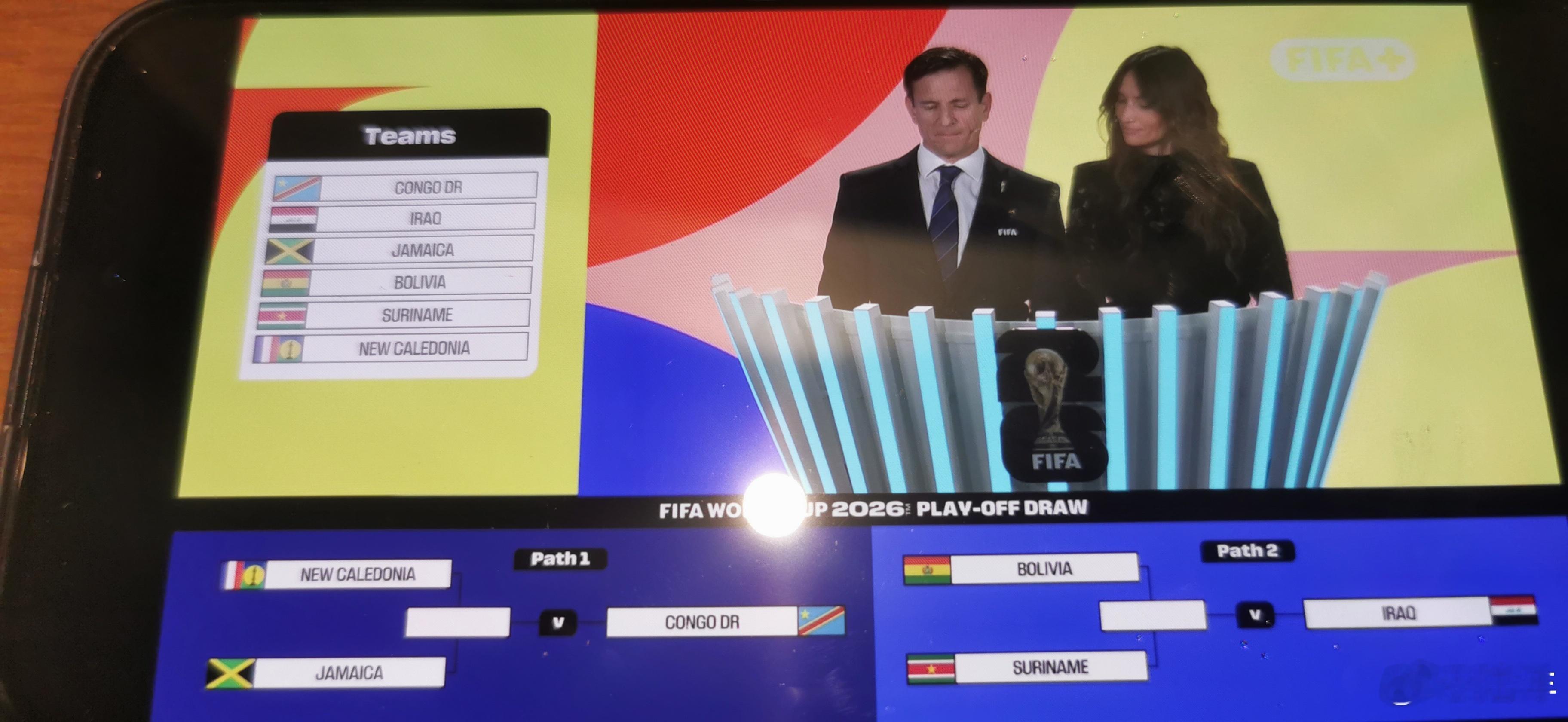 跨洲附加赛对阵来了：新喀和牙买加踢完碰民主刚果；另外半边玻利维亚苏里南踢完碰伊拉