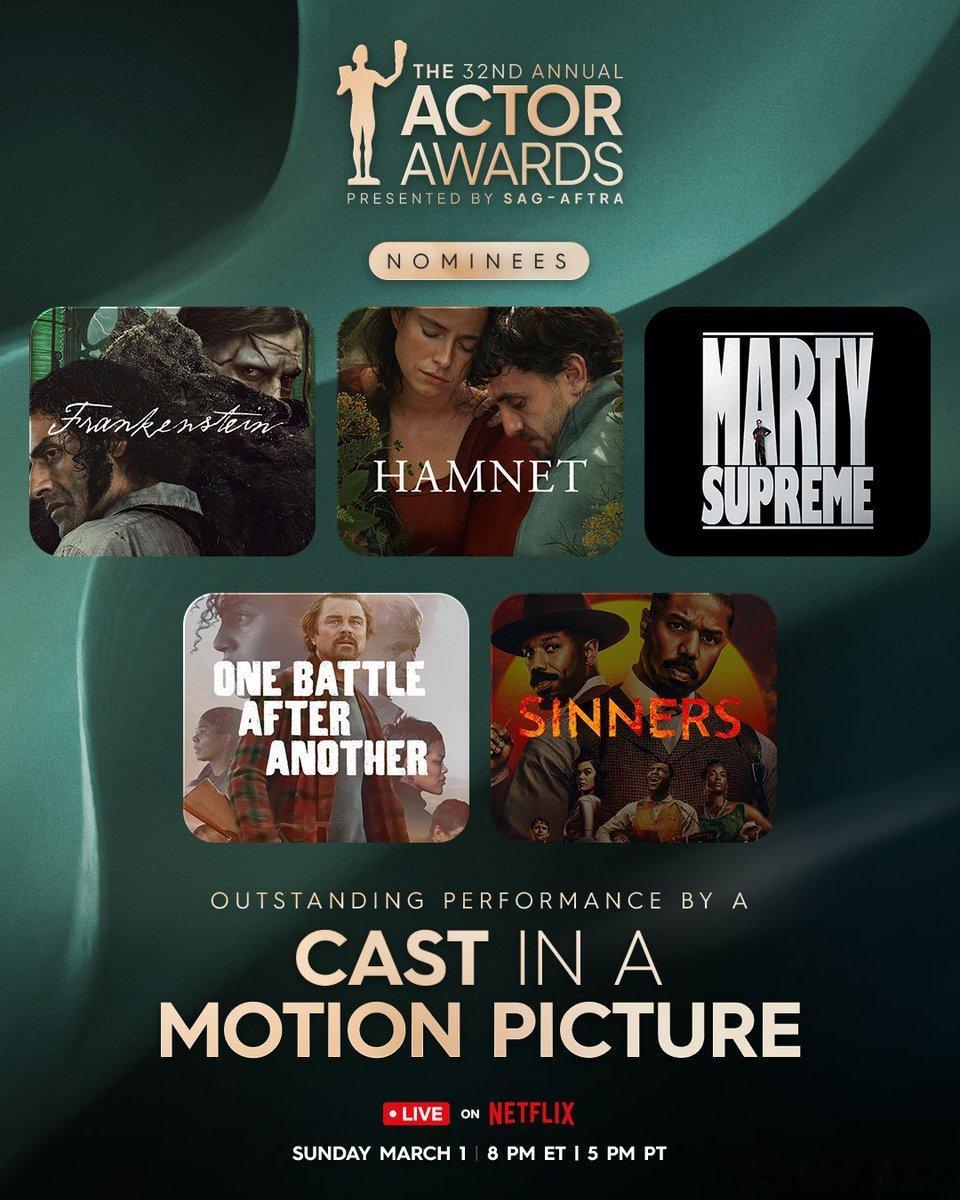 2026年演员工会奖电影类提名，外语片完全被无视，没有任何一部外语片获得提名，《