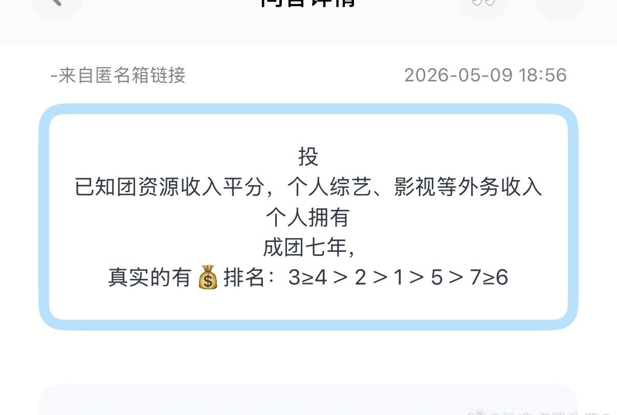 投
已知团资源收入平分，个人综艺、影视等外务收入个人拥有
成团七年，
真实的有?