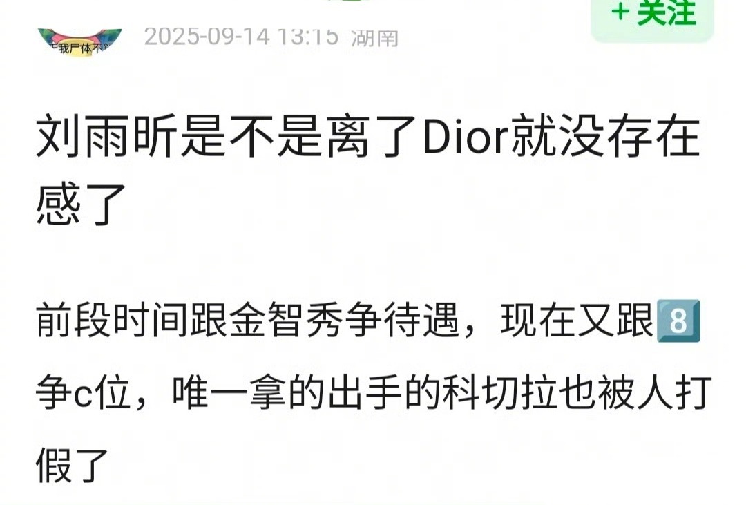 有人问刘雨昕是不是离开迪奥就没有存在感了？ ​​​