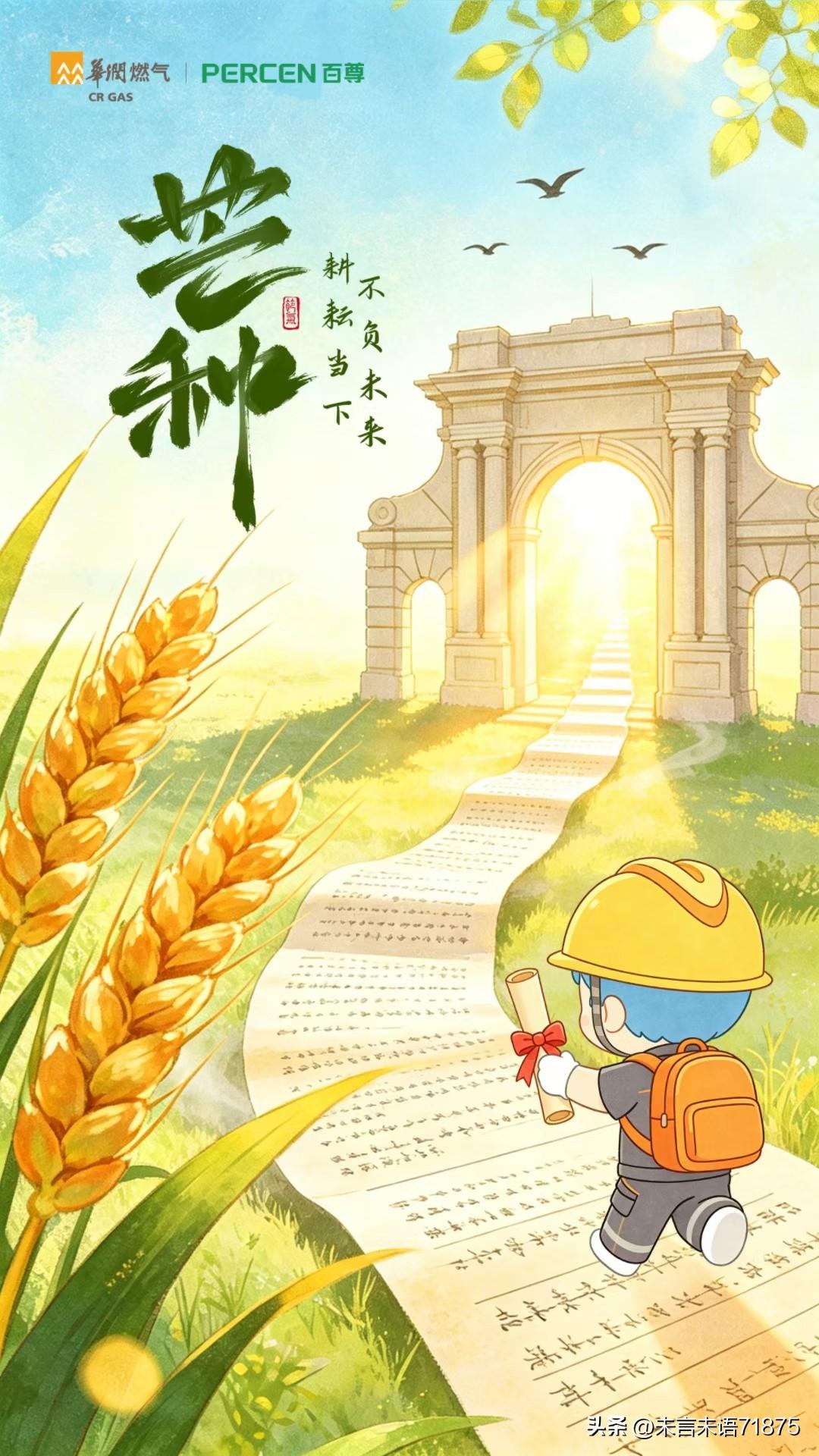 今日芒种，忙收忙种；
明日赴考，不负耕耘。
所有伏案耕耘的日夜，
都将在盛夏收获