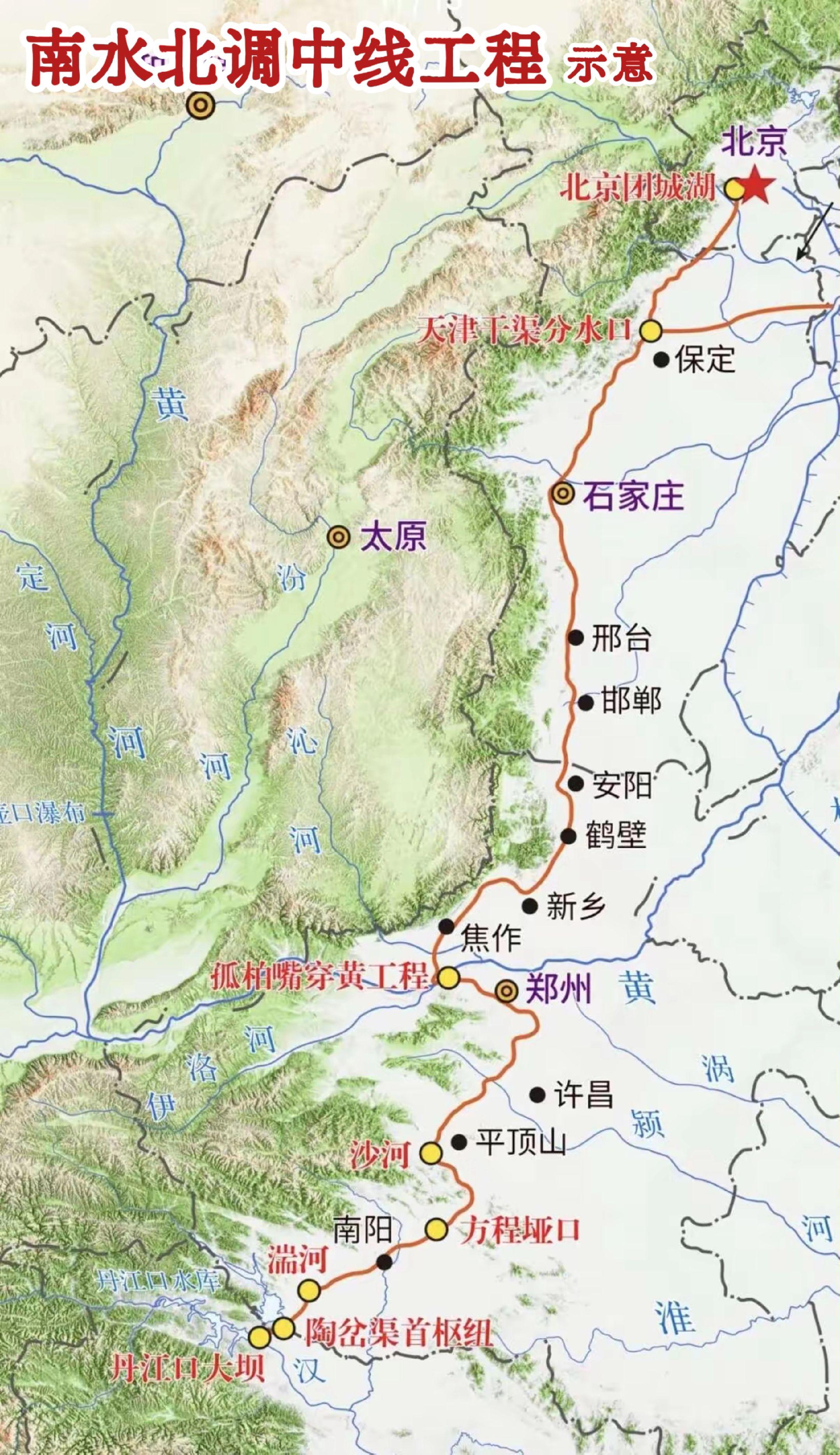 南水北调中线工程。南水北调中线工程，从长江最大支流汉江中上游的丹江口水...