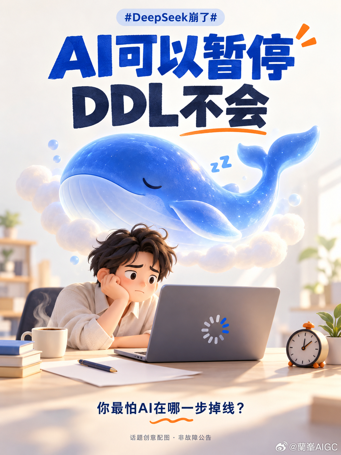 DeepSeek崩了AI可以暂停，DDL不会。😂看到这个话题，脑海里已经有画面