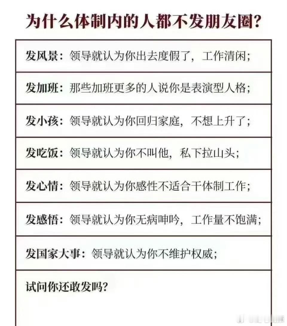 为什么体制内的人都不发朋友圈？ 