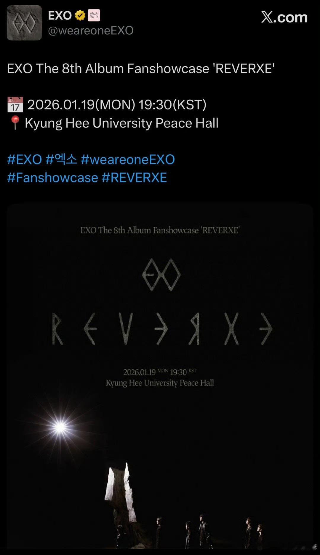 EXO回归showcase预告 EXO正规八辑回归Fanshowcase预告⏰1