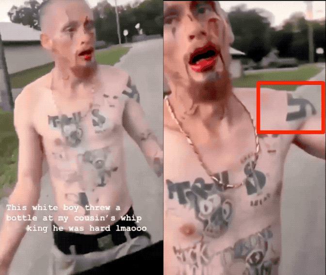 还是美国黑人文明讲理：白人新纳粹向挑衅，反被打得鼻青脸肿还被迫擦车！画面中，一名