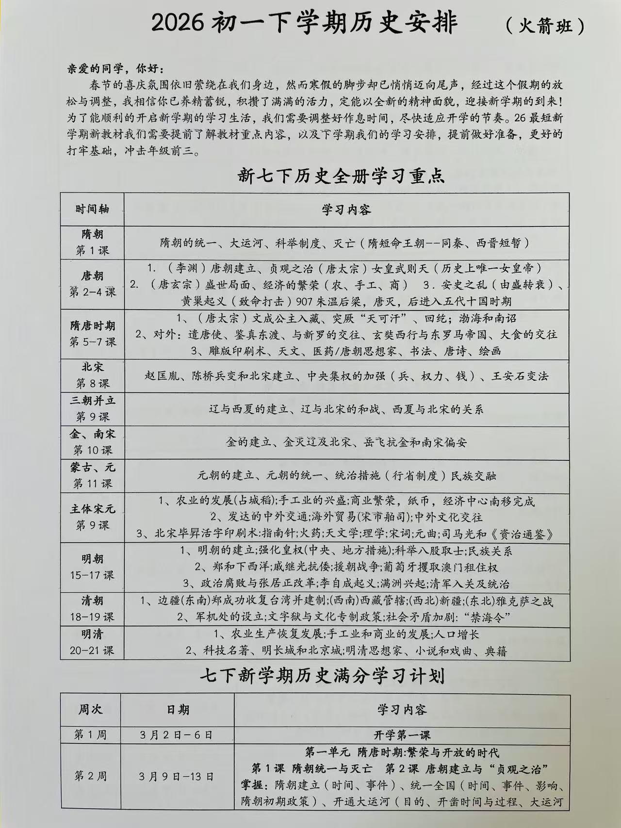 难怪火箭班考的好，竟这样安排七下新学期的