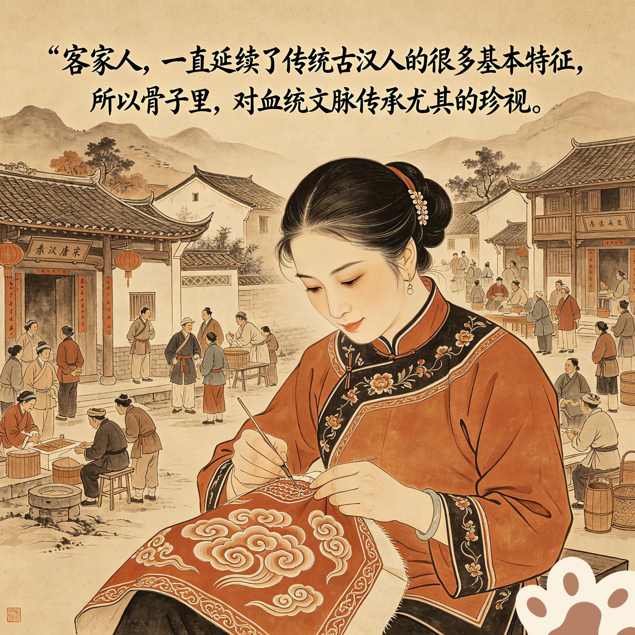 “南迁的河洛人，不与当地人通婚，说(古代)洛阳话，形成了“客家人”，维持并保留着