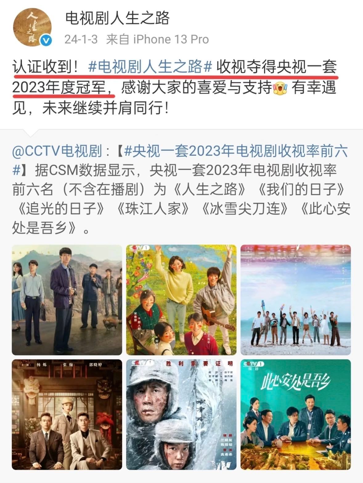 年代剧《人生之路》央一收视年冠生活剧《小日子》全卫视收视年亚古装剧《大生意人》央