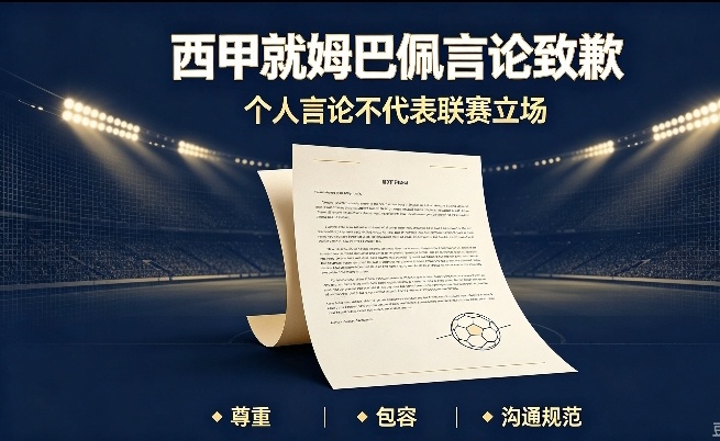 西甲官方就姆巴佩不当言论带来的伤害发声致歉，明确表示该言论仅为姆巴佩个人观点，不