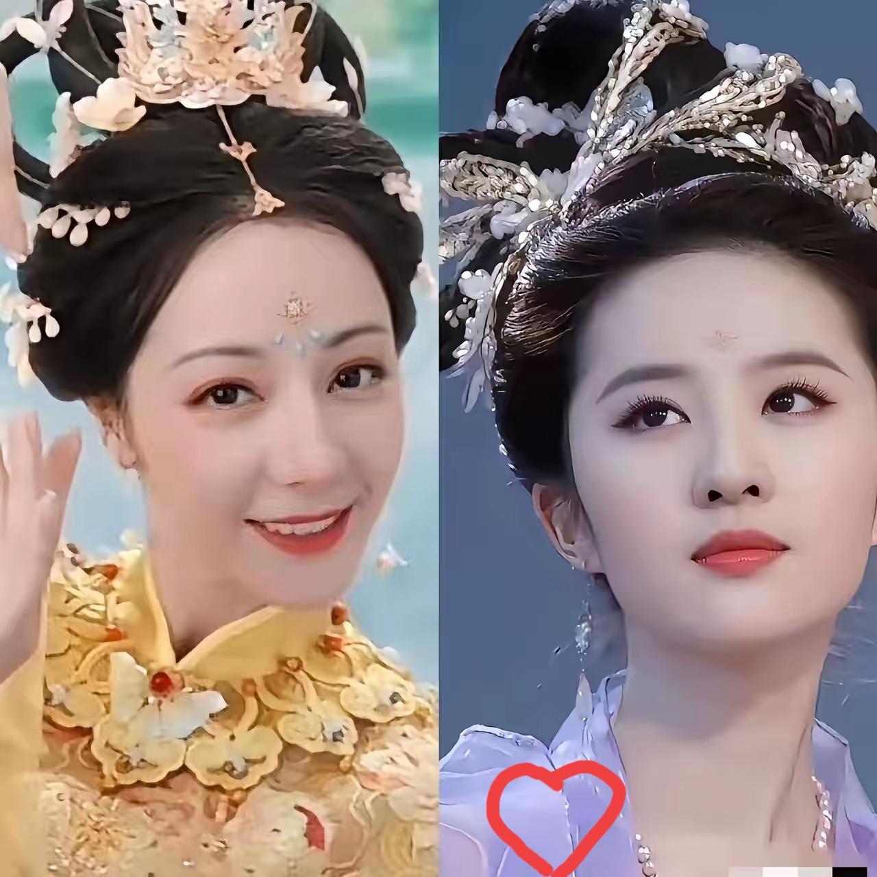 今年的中秋节
​刘亦菲和迪丽热巴的粉丝都沉默了。

中秋夜的嫦娥造型，让刘亦菲和