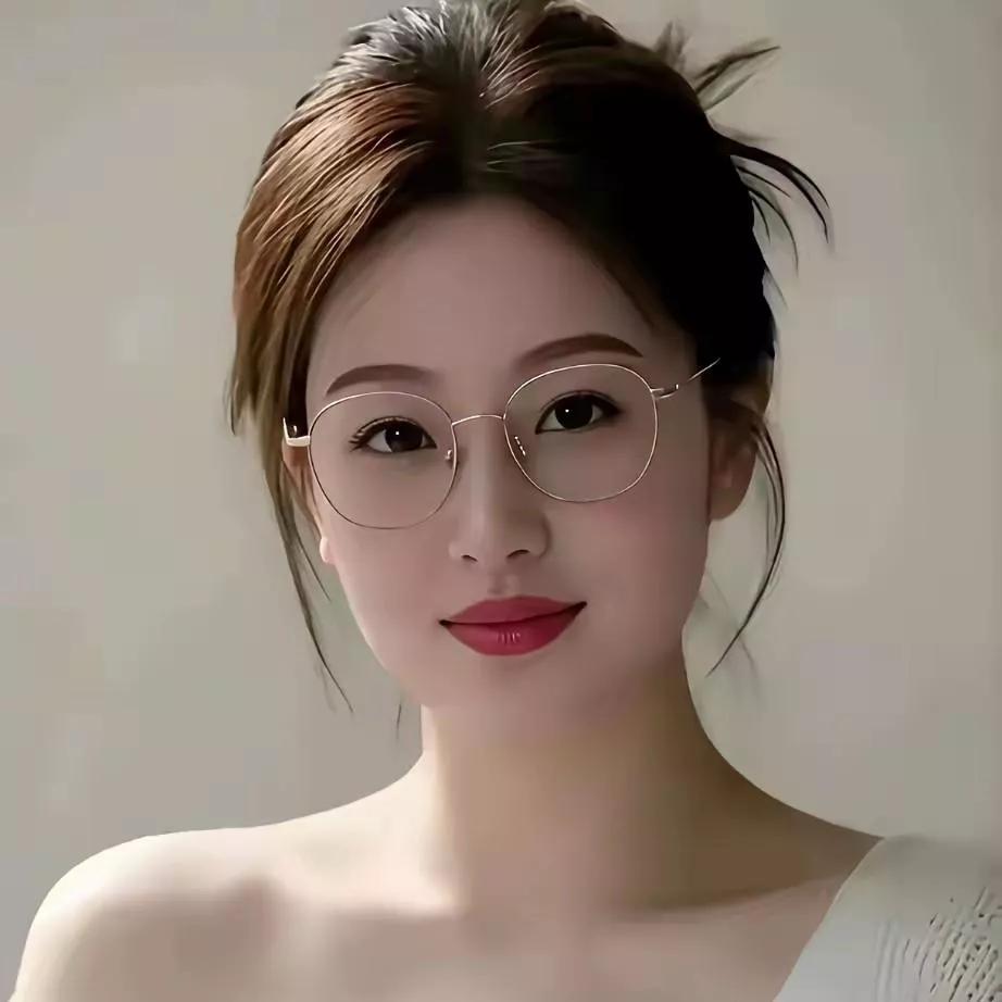 温柔甜美的气质，配上精致的妆容和优雅的眼镜，展现你的独特魅力。眼镜系美女 知性眼