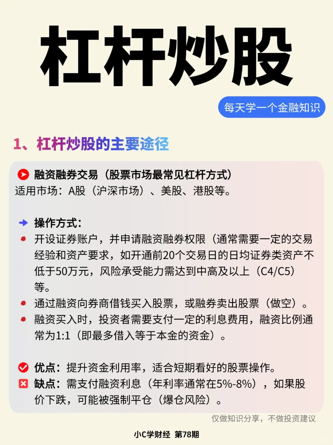 金融小知识:杆杆炒股。